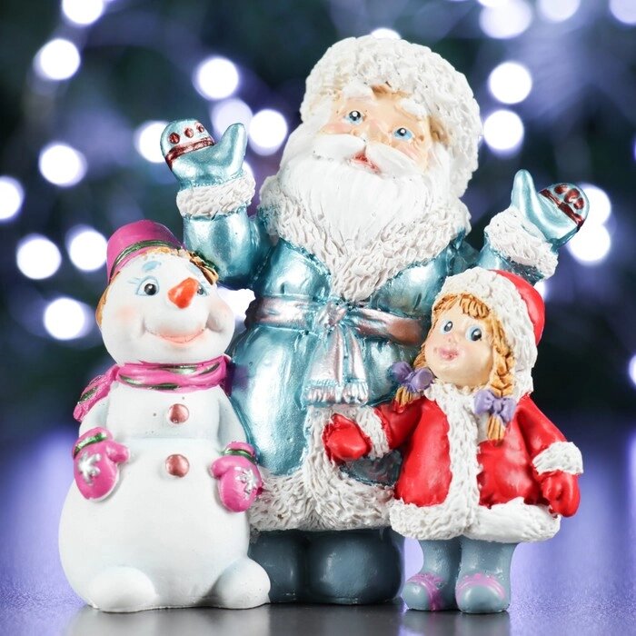 Фигура 'Дед Мороз cнеговик и девочка' МИКС 10х6х11см от компании Интернет-магазин "Flap" - фото 1