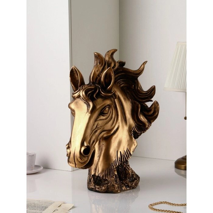 Фигура 'Голова коня', полистоун, 51 см, золото, 1 сорт, Иран от компании Интернет-магазин "Flap" - фото 1
