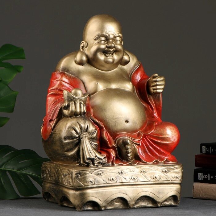 Фигура  'Хотей сидя большой' бронза, красный, 32х25х51см от компании Интернет-магазин "Flap" - фото 1