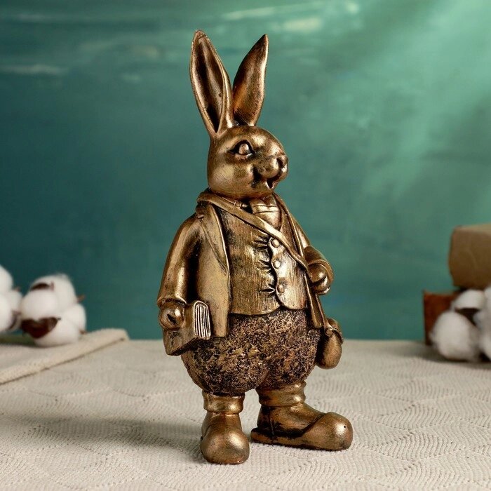 Фигура 'Кролик джентельмен с книжкой' бронза, 22х11см от компании Интернет-магазин "Flap" - фото 1