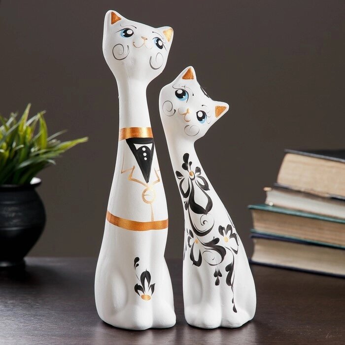 Фигура 'Love Коты' набор 2шт белые 7х9х29см от компании Интернет-магазин "Flap" - фото 1