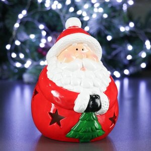 Фигура с подсветкой 'Дед Мороз с елкой' 15х14х16см