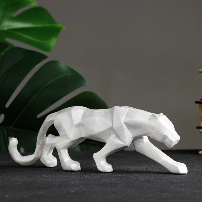 Фигура 'Тигр полигональный' 25х8,5х4,5см белая от компании Интернет-магазин "Flap" - фото 1