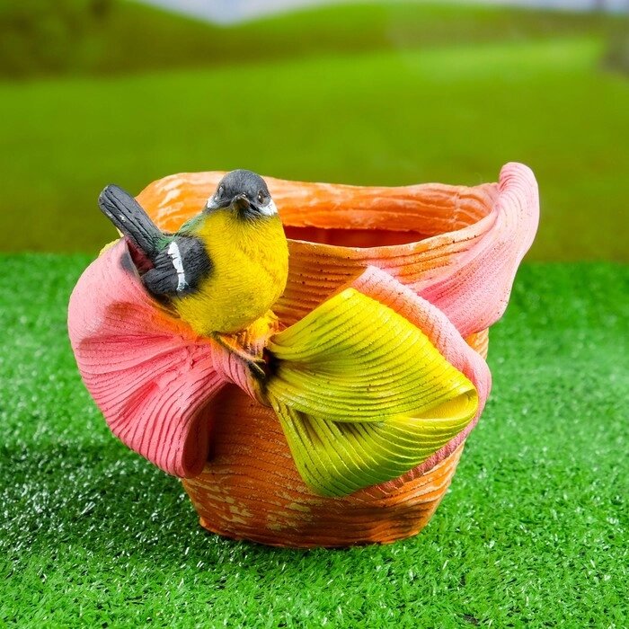 Фигурное кашпо 'Птичка на шляпе с бантиком' 21х17см, МИКС от компании Интернет-магазин "Flap" - фото 1