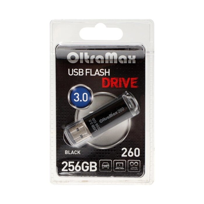 Флешка OltraMax 260, 256 Гб, USB3.0, чт до 70 Мб/с, зап до 20 Мб/с, чёрная от компании Интернет-магазин "Flap" - фото 1