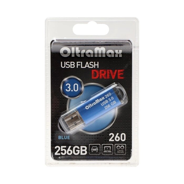 Флешка OltraMax 260, 256 Гб, USB3.0, чт до 70 Мб/с, зап до 20 Мб/с, синяя от компании Интернет-магазин "Flap" - фото 1