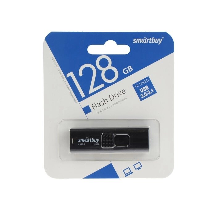 Флешка SmartBuy Fashion Black, 128 Гб, USB3.0, чт до 140 Мб/с, зап до 40 Мб/с, черная от компании Интернет-магазин "Flap" - фото 1