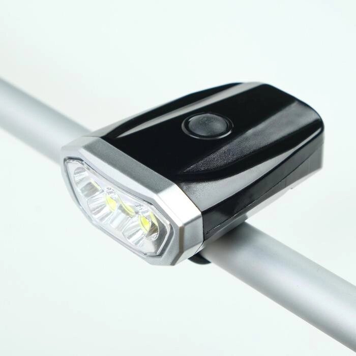 Фонарь велосипедный аккумуляторный, 1 Вт, 100 лм, 600 мАч, 6 LED, 4 режима, от USB от компании Интернет-магазин "Flap" - фото 1