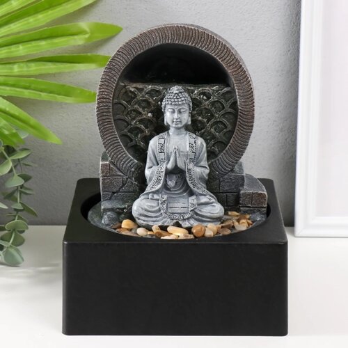 Фонтан настольный от сети, подсветка 'Медитирующий Будда' серый 18х18х24 см