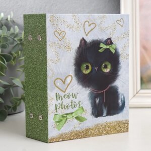 Фотоальбом на 100 фото 10х15 см, пластик. листы 'sweet kittens' Чёрный котёнок