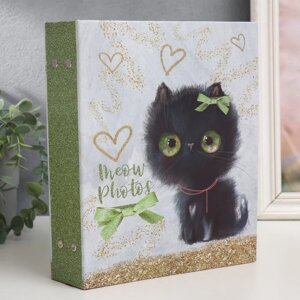 Фотоальбом на 200 фото 10х15 см, пластик. листы 'Sweet kittens' Чёрный котёнок