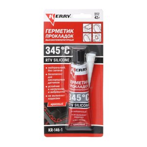 Герметик прокладок KERRY, красный, высокотемпературный, 42 г, KR-146-1