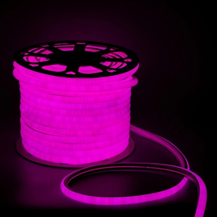 Гибкий неон Luazon Lighting 16 мм D-образный, IP65, 50 м, SMD2835, 120 LED/м, 220 В, свечение розовое от компании Интернет-магазин "Flap" - фото 1