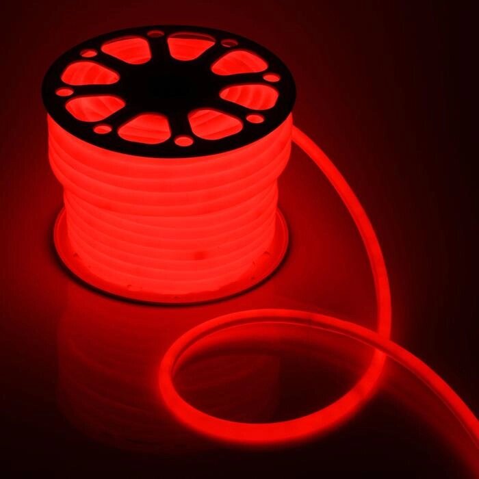 Гибкий неон Luazon Lighting 16 мм круглый, IP65, 50 м, SMD2835, 120 LED/м, 220 В, свечение красное от компании Интернет-магазин "Flap" - фото 1