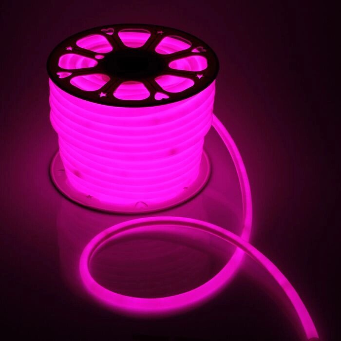 Гибкий неон Luazon Lighting 16 мм круглый, IP65, 50 м, SMD2835, 120 LED/м, 220 В, свечение розовое от компании Интернет-магазин "Flap" - фото 1