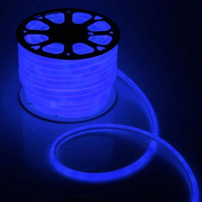Гибкий неон Luazon Lighting 16 мм круглый, IP65, 50 м, SMD2835, 120 LED/м, 220 В, свечение синее от компании Интернет-магазин "Flap" - фото 1