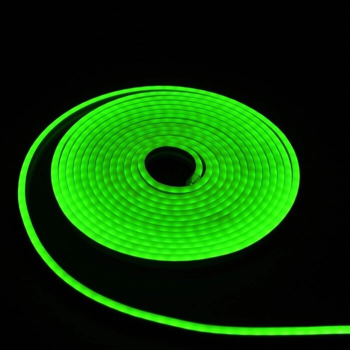 Гибкий неон Luazon Lighting 6 x 12 мм, IP65, 5 м, SMD2835, 120 LED/м, 12 В, свечение зелёное от компании Интернет-магазин "Flap" - фото 1