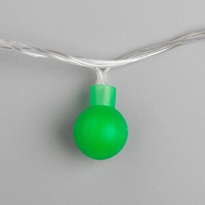 Гирлянда 'Нить' 5 м с насадками 'Шарики зелёные'IP20, прозрачная нить, 30 LED, свечение зелёное, 8 режимов, 220 В
