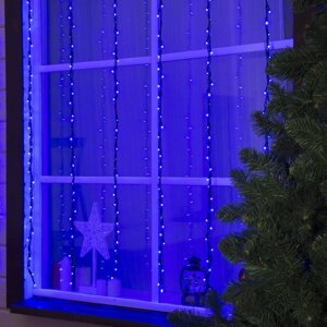 Гирлянда 'Водопад' 2 x 1.5 м, IP44, тёмная нить, 400 LED, свечение синее, 8 режимов, 220 В