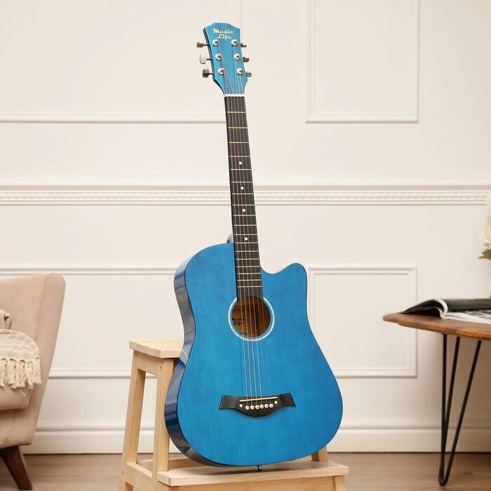Гитара акустическая, цвет синий, 97см, с вырезом от компании Интернет-магазин "Flap" - фото 1