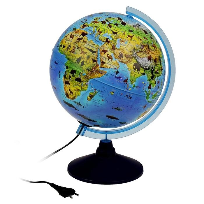 Глoбус зоогеографический (детский) 'Классик Евро', диаметр 250 мм, с подсветкой от компании Интернет-магазин "Flap" - фото 1