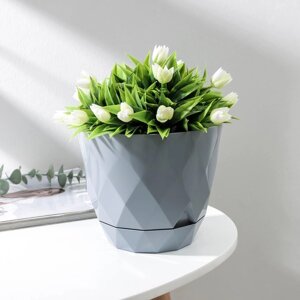 Горшок для цветов с поддоном Laurel, 2,3 л, d17,5 см, h15 см, цвет серый