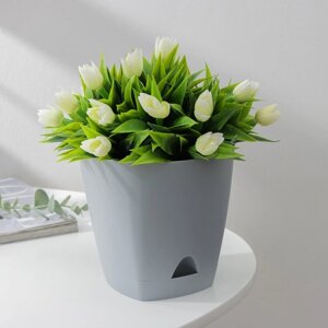 Горшок для цветов с прикорневым поливом Amsterdam, 1,35 л, d14 см, h13 см, цвет серый