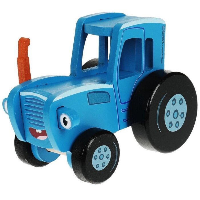 Игрушка деревянная 'Объёмная каталка. Синий трактор' 12 см от компании Интернет-магазин "Flap" - фото 1