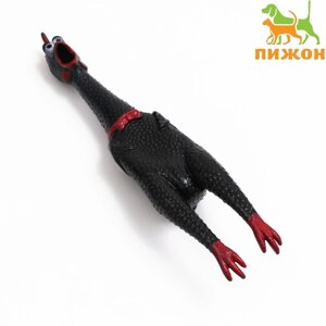 Игрушка пищащая 'Задумчивая курица XL' для собак, 41 см, чёрная