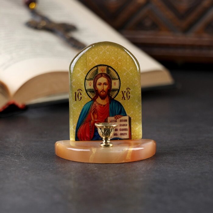 Икона с подсвечником 'Иисус Христос', селенит от компании Интернет-магазин "Flap" - фото 1