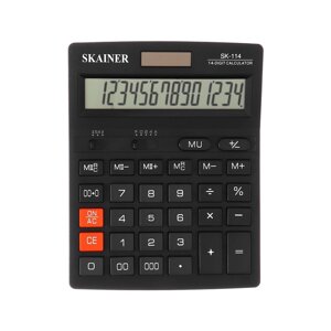 Калькулятор настольный большой 14-разрядный, SK-114, двойное питание, двойная память, 140 x 176 x 45 мм, чёрный