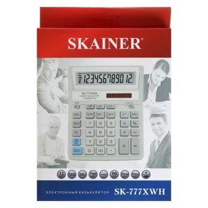 Калькулятор настольный (большой бухгалтерский) 12-разрядный, SKAINER SK-777XWH, двойное питание, 157 х 200 х 32 мм,