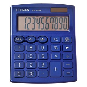 Калькулятор настольный Citizen 'SDC-810NR'10-ти разрядный 102 х 124 х 25, двойное питание, синий