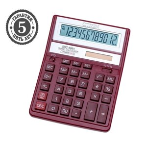 Калькулятор настольный Citizen 'SDC-888XRD'12-разрядный, 158 х 203 х 31 мм, двойное питание, красный