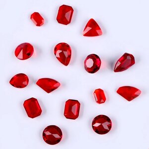 Камешки декоративные для творчества, набор 15 шт., цвет красный, камни от 6 до 14 мм