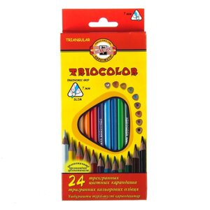 Карандаши 24 цвета, Koh-I-Noor 3134 TRIOCOLOR, картонная упаковка, европодвес