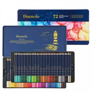 Карандаши акварельные набор 72 цвета, Finenolo, в металлическом пенале