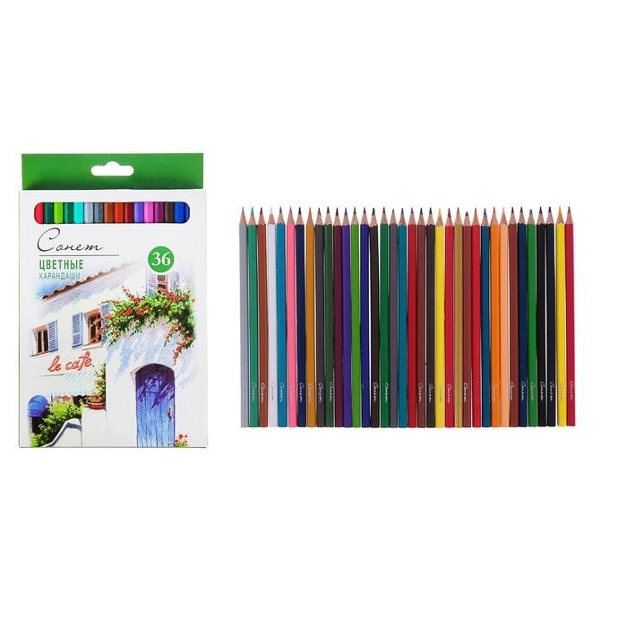 Карандаши художественные цветные мягкие, ЗХК 'Сонет', 36 цветов от компании Интернет-магазин "Flap" - фото 1
