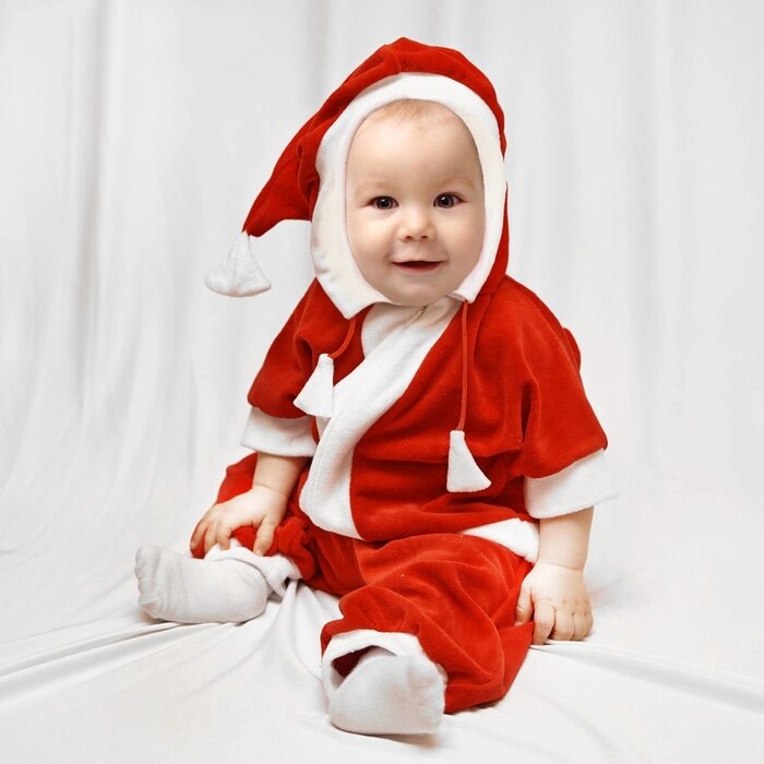 Карнавальный комбинезон для самых маленьких 'Дед Мороз', велюр, рост 68-92 см, цвет красный, оттенки МИКС от компании Интернет-магазин "Flap" - фото 1