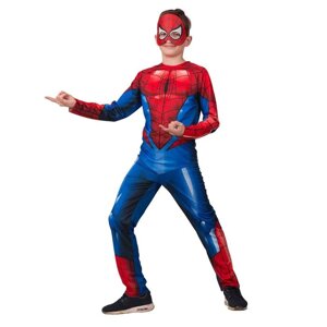 Карнавальный костюм 'Человек-паук'куртка, брюки, головной убор, р. 32, рост 128 см