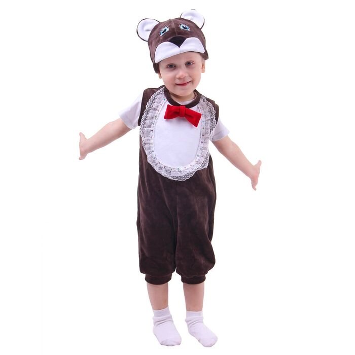 Карнавальный костюм для мальчика от 1,5-3-х лет 'Медвежонок', велюр, комбинезон, шапка от компании Интернет-магазин "Flap" - фото 1