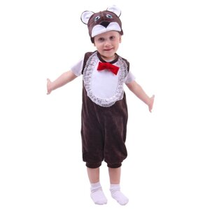 Карнавальный костюм для мальчика от 1,5-3-х лет 'Медвежонок'велюр, комбинезон, шапка