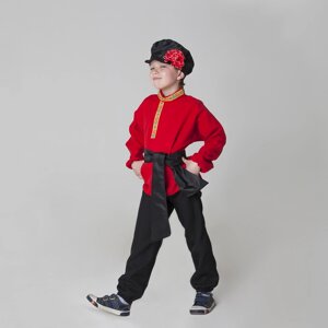 Карнавальный костюм для мальчика 'Русский народный'рубашка, брюки, картуз, кушак, рост 116-122 см, 5-6 лет