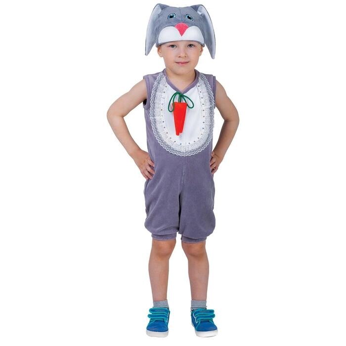 Карнавальный костюм для мальчика 'Заяц с грудкой', велюр, комбинезон, шапка, от 1,5-3-х лет от компании Интернет-магазин "Flap" - фото 1