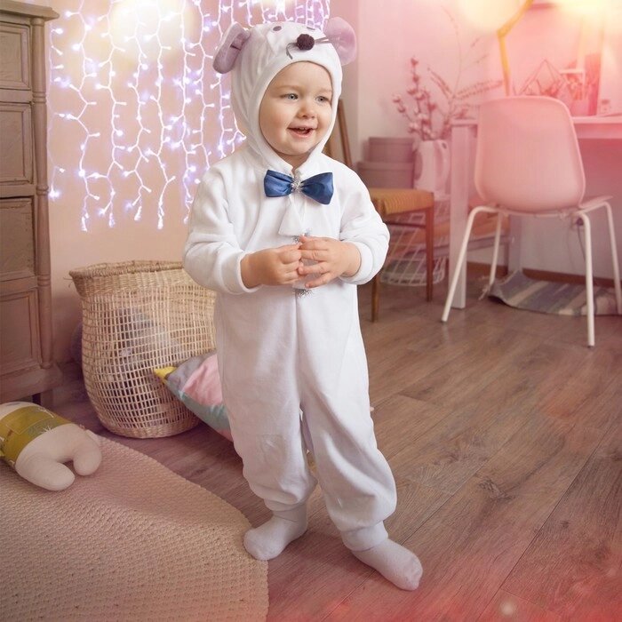 Карнавальный костюм для малышей 'Мышонок с бабочкой', велюр, хлопок, рост 74-92 см от компании Интернет-магазин "Flap" - фото 1