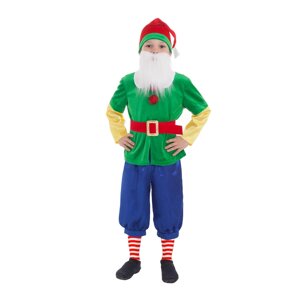 Карнавальный костюм 'Гном зелёный'колпак, жакет, бриджи, борода, пояс, р. 28, рост 98-104 см