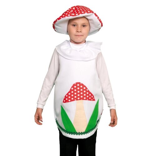 Карнавальный костюм 'Гриб мухомор'текстиль, накидка, маска-шапочка, рост 98-122 см