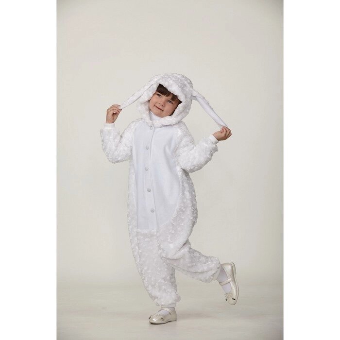 Карнавальный костюм кигуруми 'Зайчик', цвет белый плюш рост 116 см от компании Интернет-магазин "Flap" - фото 1