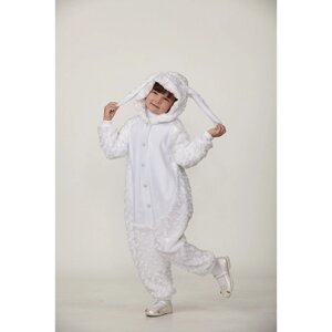 Карнавальный костюм кигуруми 'Зайчик'цвет белый плюш рост 116 см