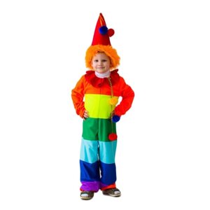 Карнавальный костюм 'Клоун радужный'комбинезон, колпак с волосами, рост 122-134 см
